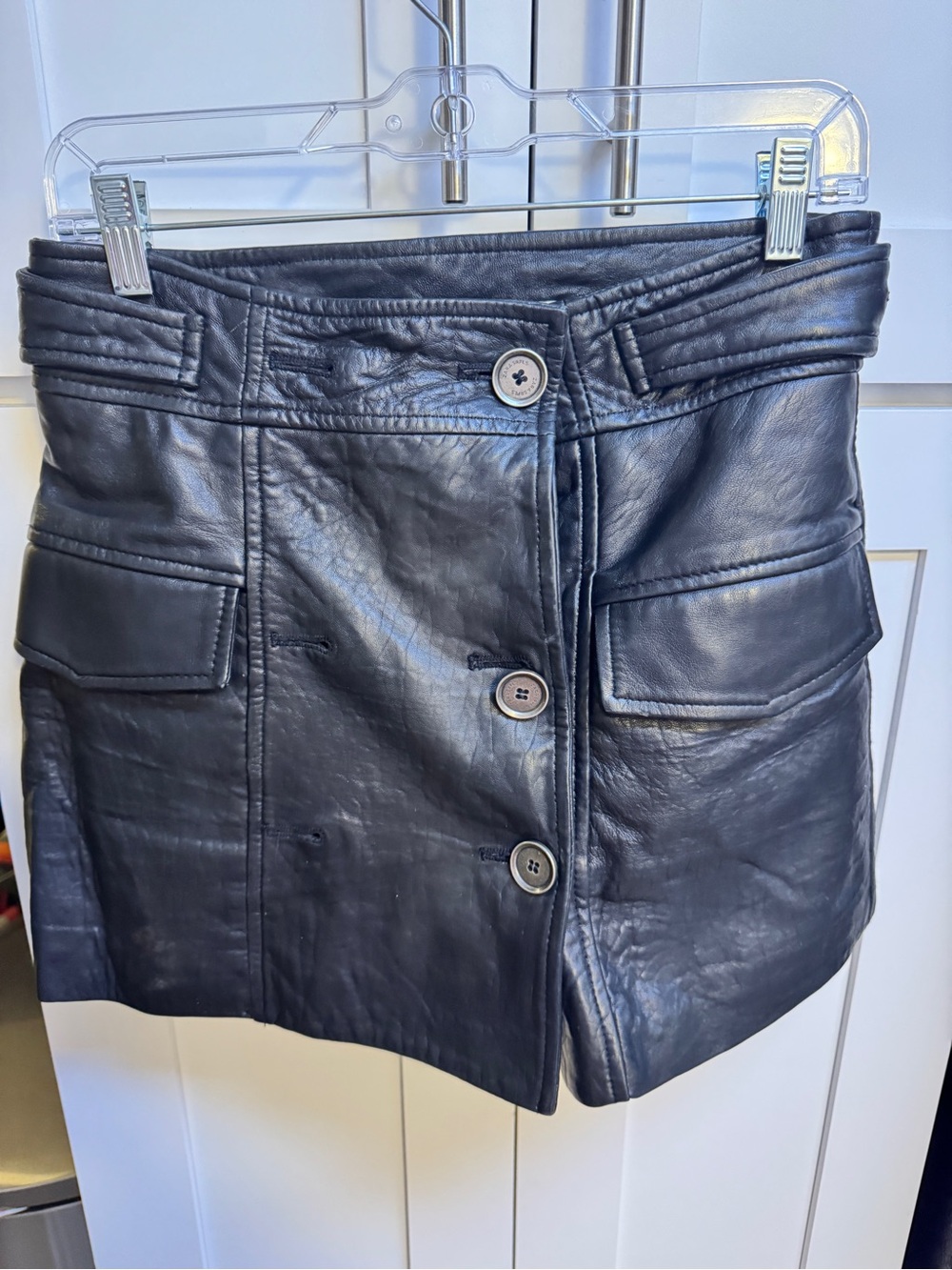 Zara SRPLS Black Leather Mini Skirt